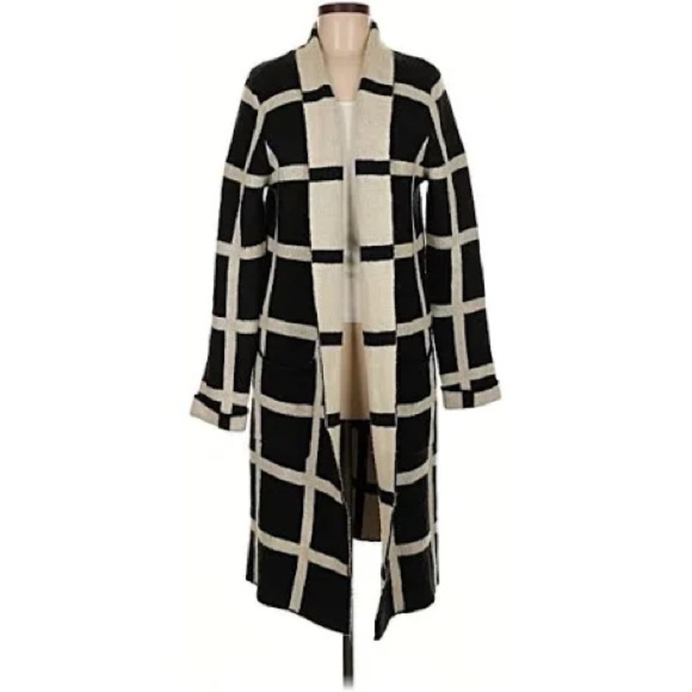 Lost and Wander Checkered Long Cardigan Brown & White